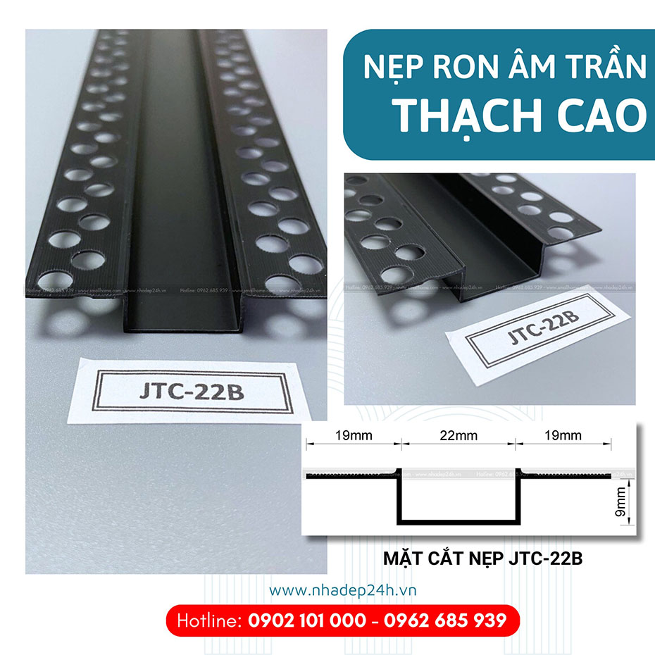 Nẹp Chỉ Âm Trần Thạch Cao Đen JTC22B