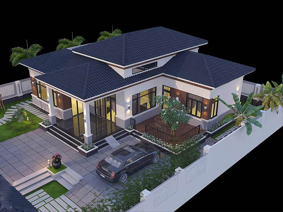 Biệt thự nhà vườn 1 tầng có gác lửng với kinh phí 1,4 tỷ-2