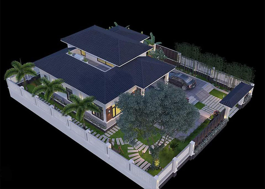 Biệt thự nhà vườn 1 tầng có gác lửng với kinh phí 1,4 tỷ-3