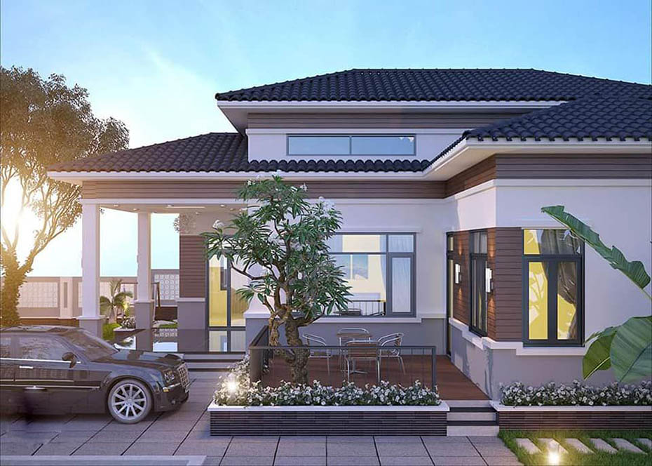 Biệt thự nhà vườn 1 tầng có gác lửng với kinh phí 1,4 tỷ-4