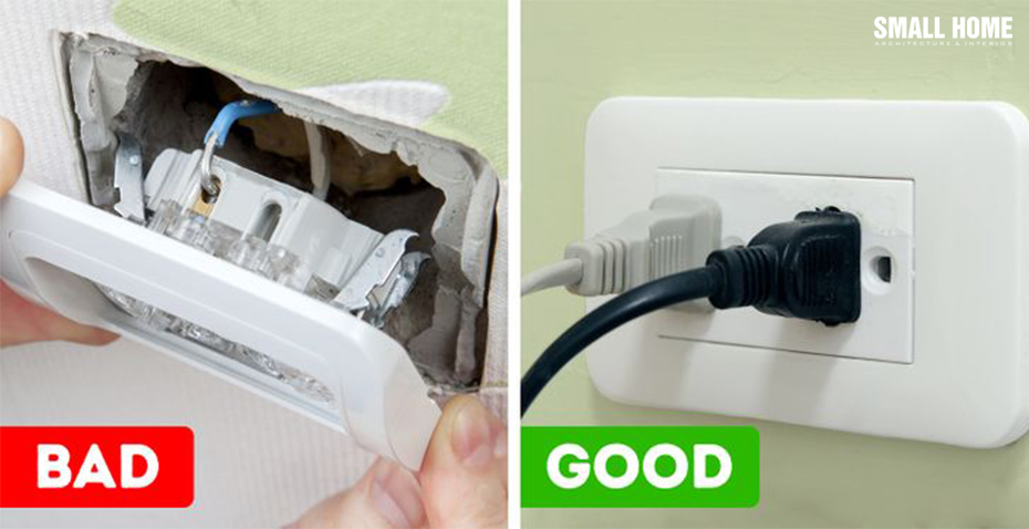 Các ổ cắm điện không được cố định vào tường