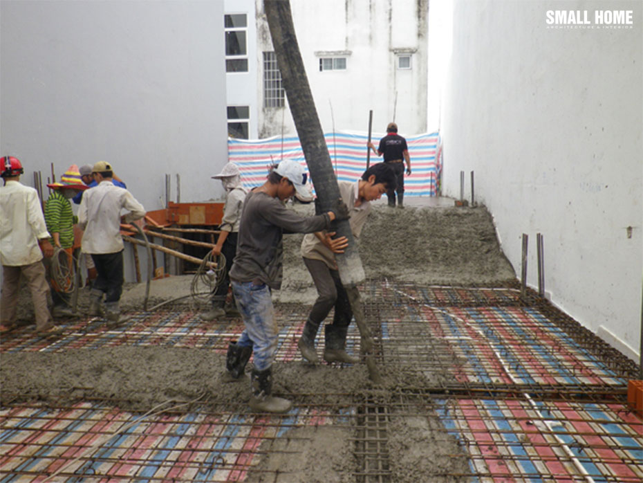 Công tác chuẩn bị trước khi đổ bê tông sàn mái