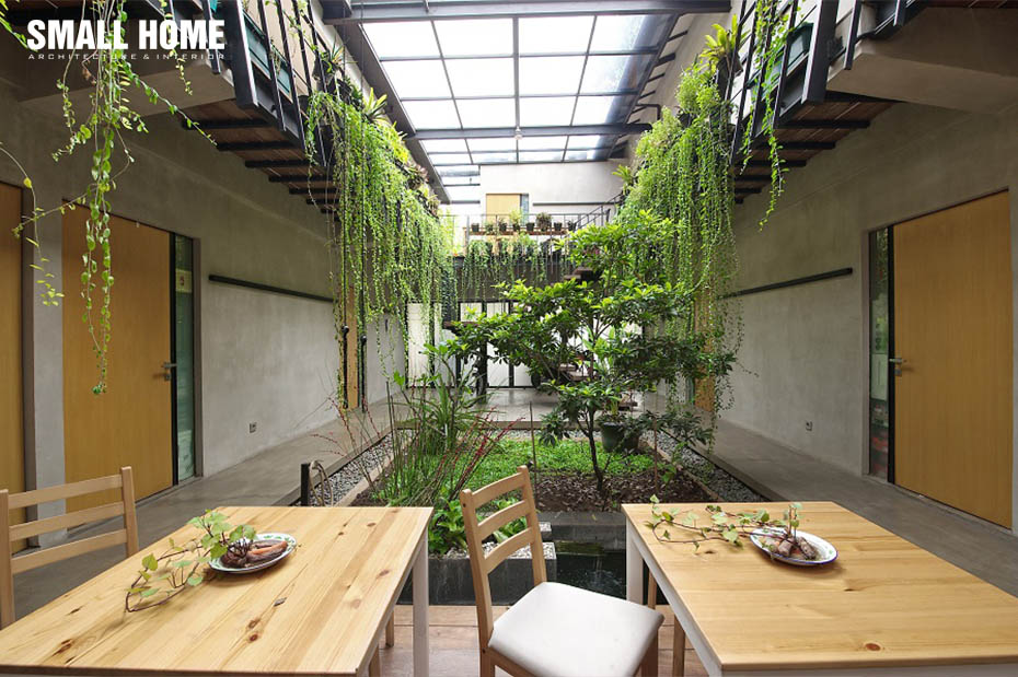 Giếng trời sau nhà thoáng đãng và mát mẻ