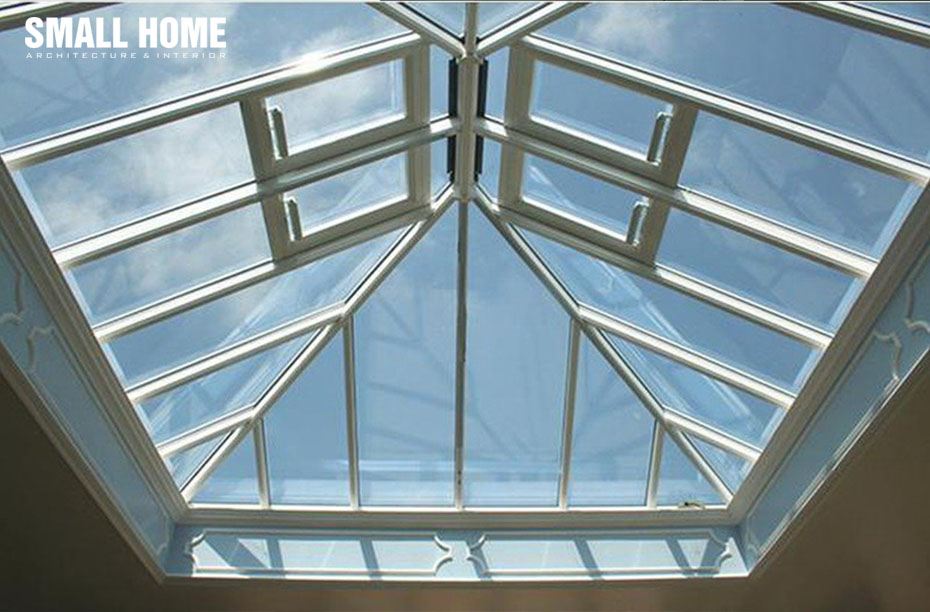 mái che giếng trời chất liệu kính