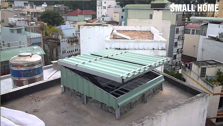 mái che giếng trời vật liệu tôn