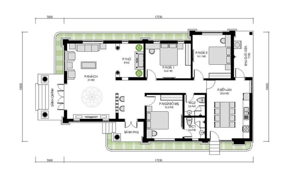 mat-bang-cong-nang-nha-1-tang-kieu-phap-2