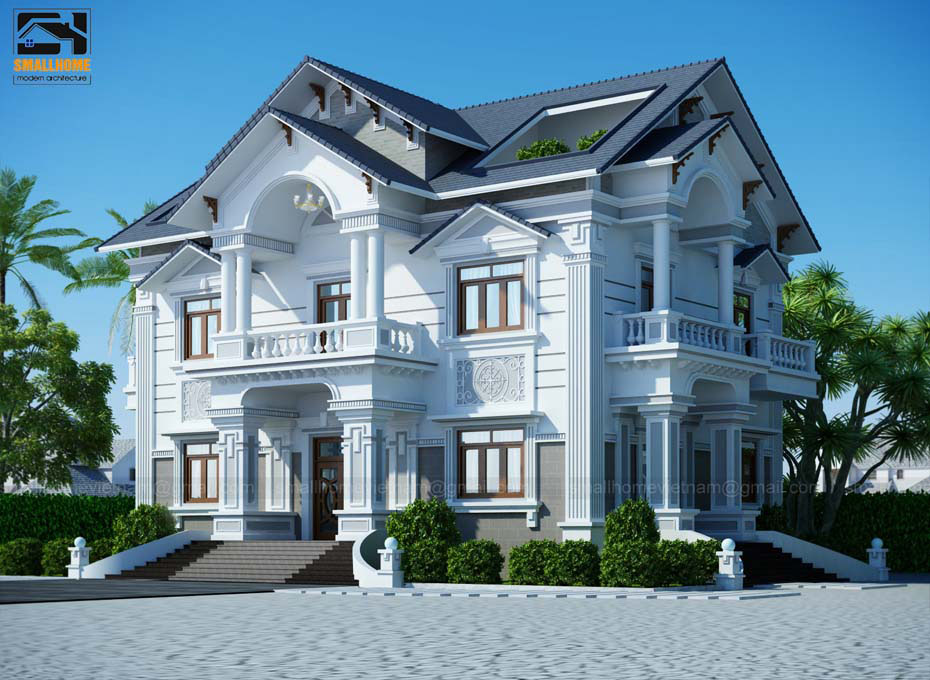 Mẫu Biệt Thự 2 Tầng Mái Thái Tân Cổ Điển Đẹp Hoàn Hảo-2