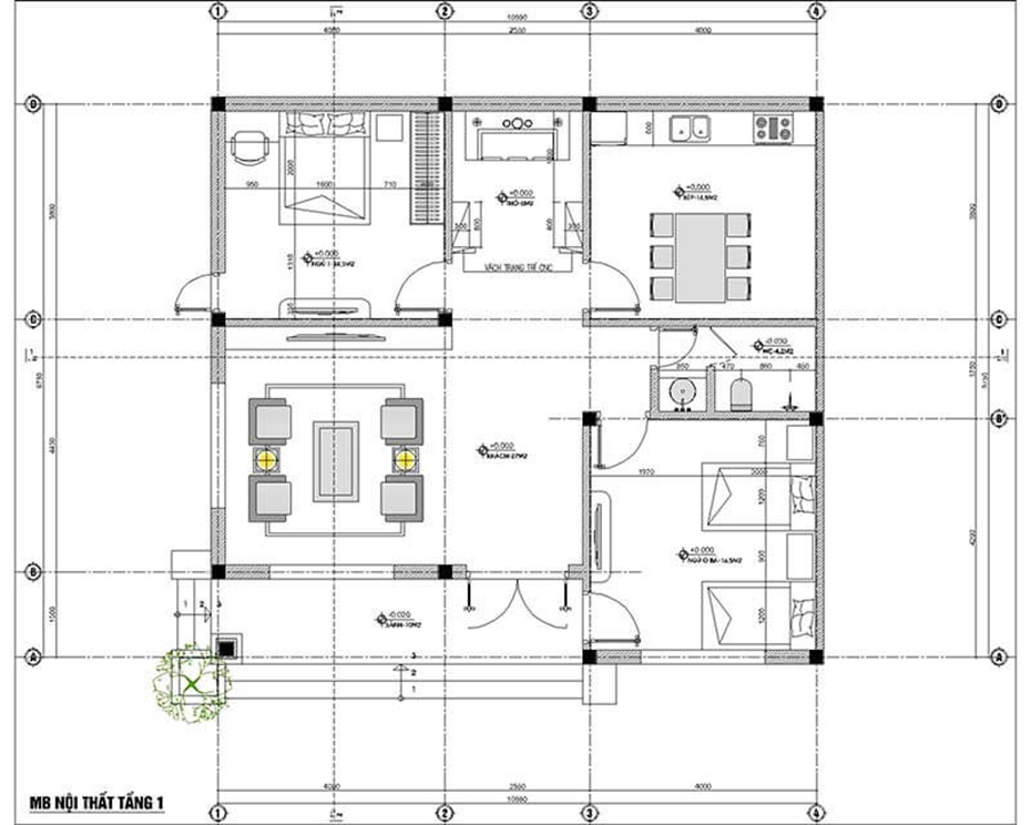 Mẫu nhà cấp 4 1 tầng 2 phòng ngủ 1 phòng thờ 100m2 mái thái-6