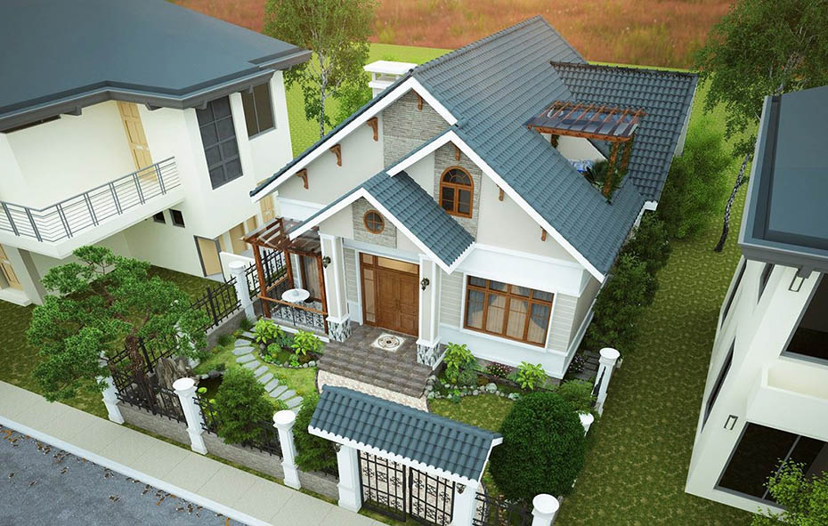 Mẫu nhà vườn 1 tầng có gác lửng siêu đẹp-3