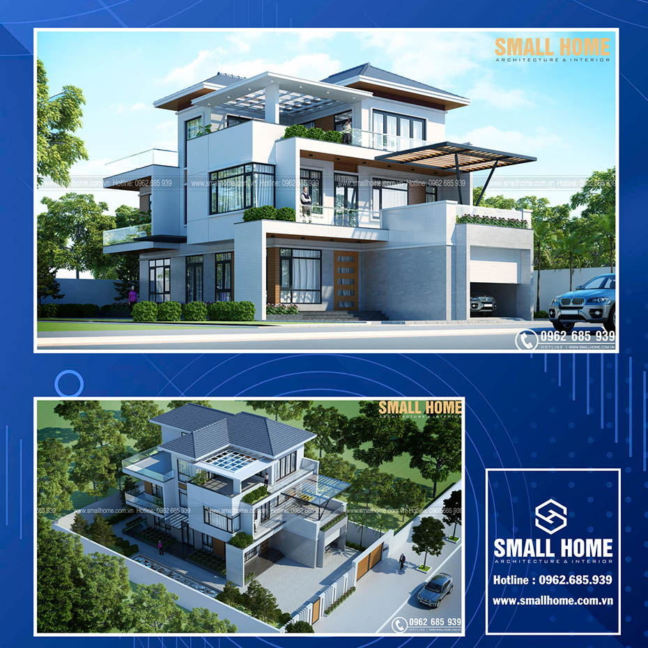 mẫu thiết kế biệt thự mái nhật đẹp tại nam định - 8