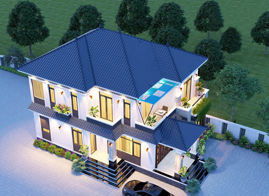 Nhà vườn trên diện tích 8x12m với tầm nhìn từ trên cao