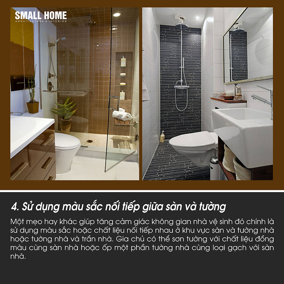 sử dụng màu sắc nối tiếp giữa sàn và tường