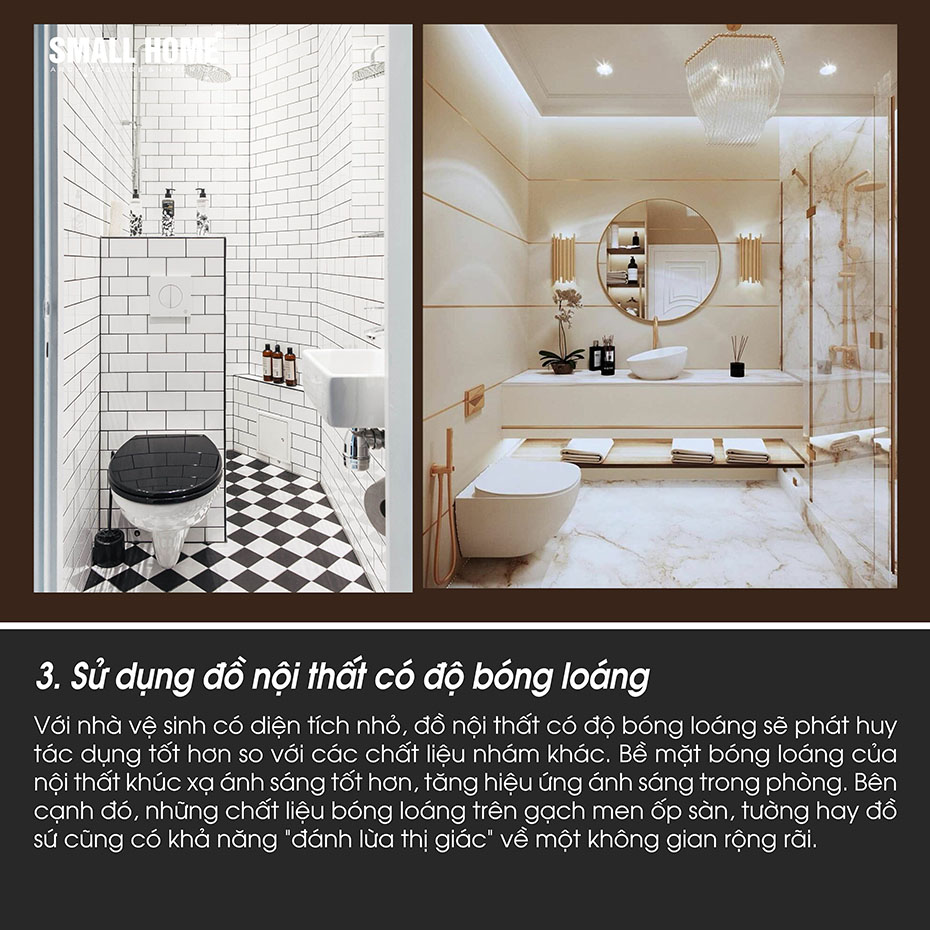 sử dụng nội thất có độ bóng loáng