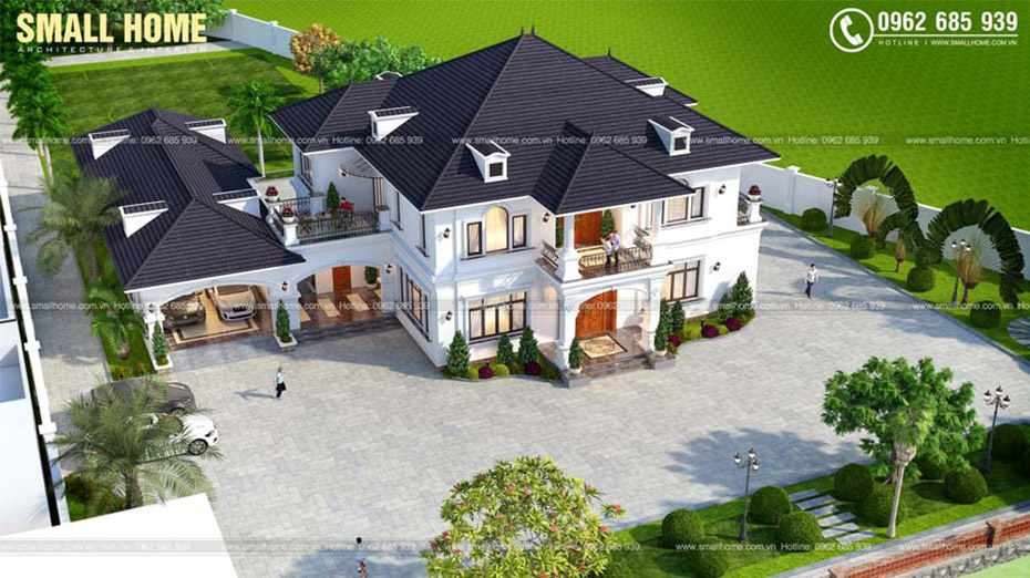 thiet-ke-biet-thu-2-tang-mai-ngoi-phong-cach-tan-co-dien