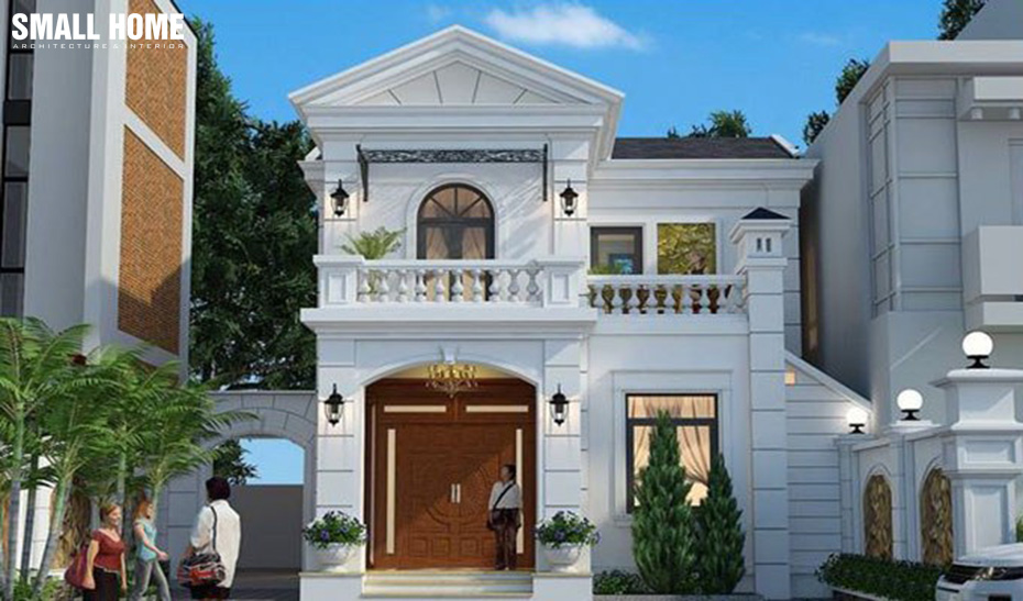 Thiết kế nhà 2 tầng 9m x 13m phong cách tân cổ điển