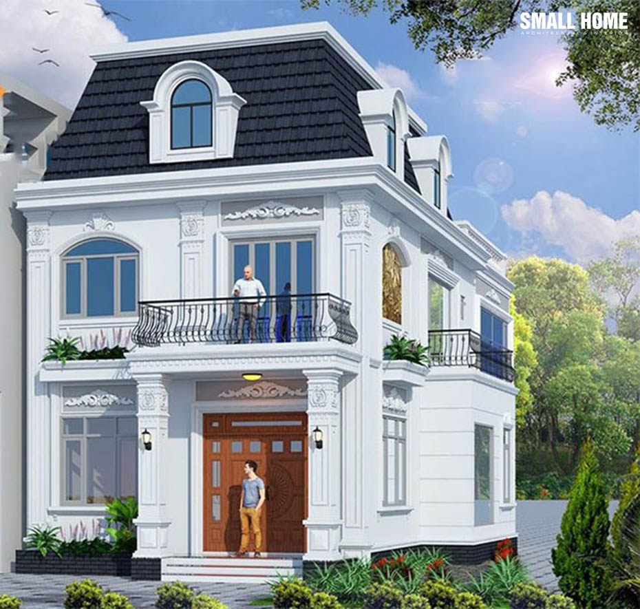Thiết kế nhà 2 tầng tân cổ điển 9m x 10m
