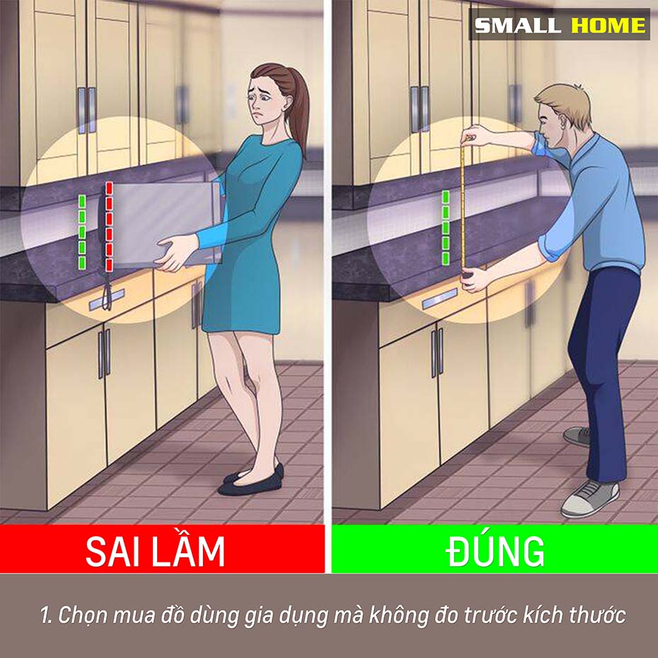 chọn đồ gia dụng mà không đo trước kích thước