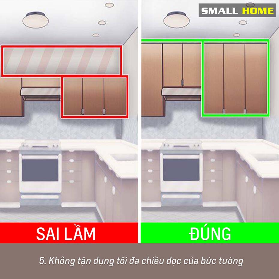 không tận dụng tối đa chiều dọc của bức tường