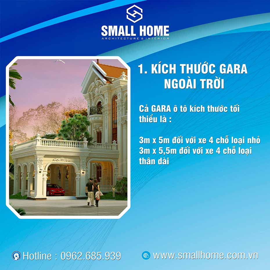 kích thước của gara ô tô ngoài trời
