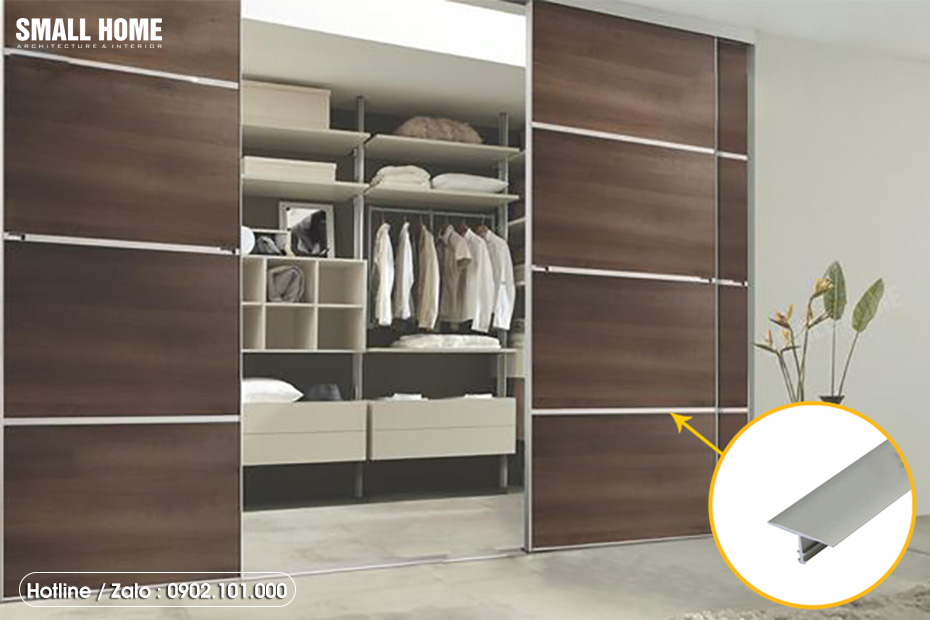 Nẹp nhôm chữ T tạo chỉ trang trí trên tủ đồ