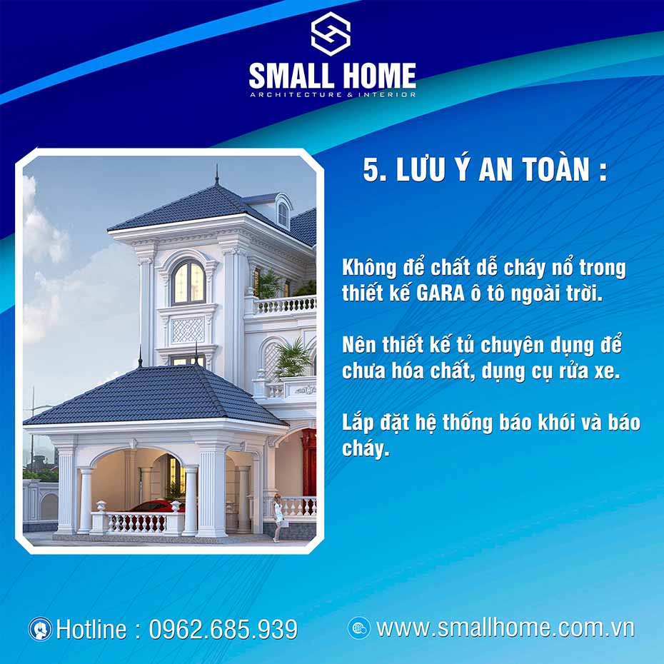 những lưu ý an toàn khi thiết kế gara ô tô ngoài trời