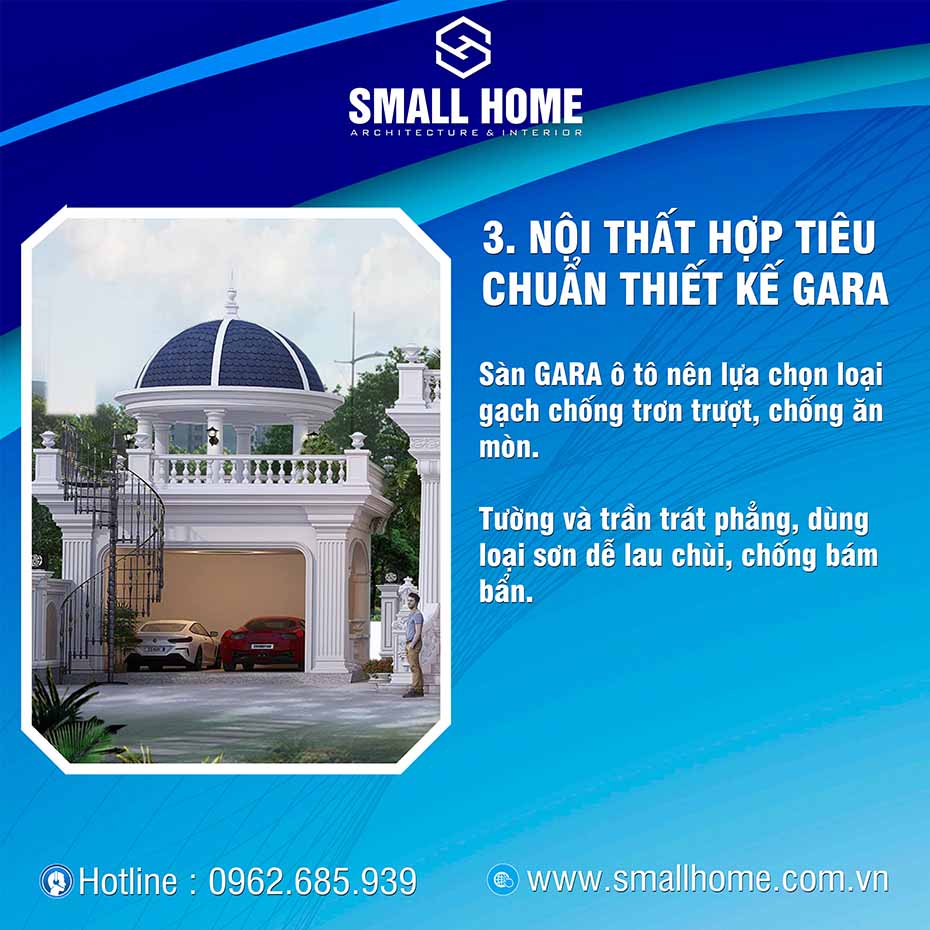 nội thất hợp tiêu chuẩn khi thiết kế gara ô tô ngoài trời