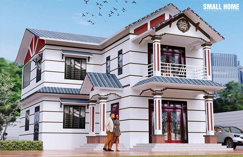 Phối màu trắng, đỏ, xanh đan xen tạo nên tổng thể công trình đầy cuốn hút