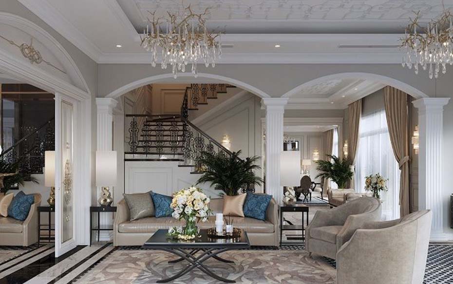 thiet-ke-phong-khach-biet-thu-tan-co-dien-3-tang-9x17m