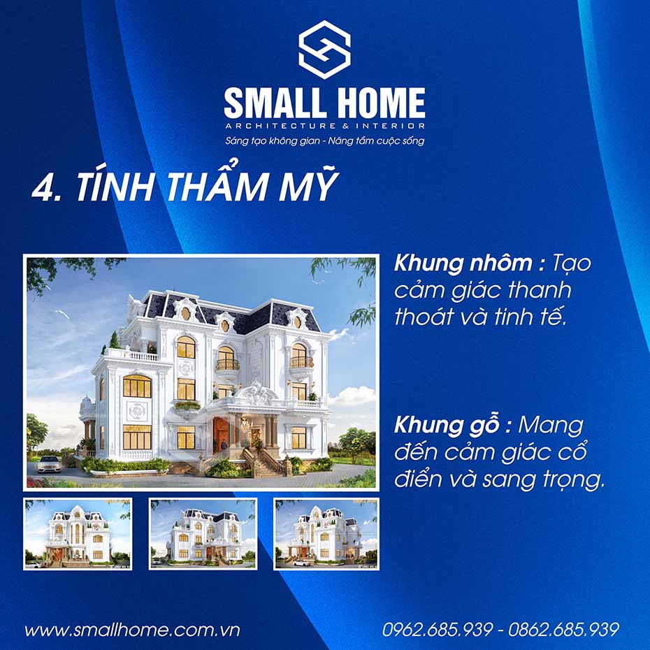 tính thẩm mỹ của khung nhôm và khung gỗ tự nhiên trong hệ thống cửa sổ