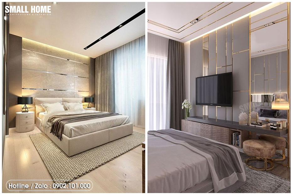 Vách phòng khách, vách phòng ngủ dùng nẹp T nhôm trang trí