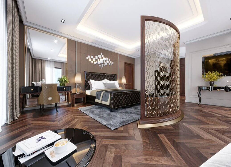 11-Thiết kế phòng ngủ với màu sắc có vẻ đẹp tinh tế thể hiện quyền lực