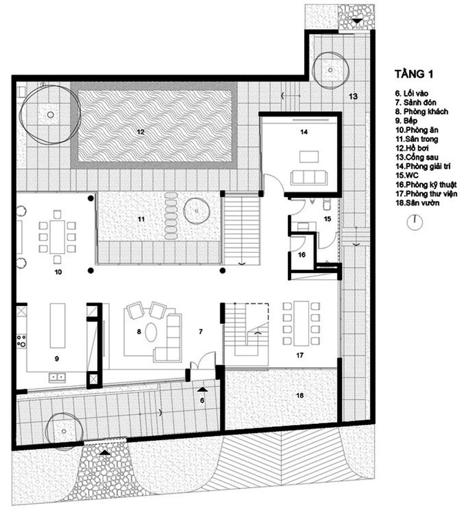 công năng biệt thự hiện đại có hồ bơi-2