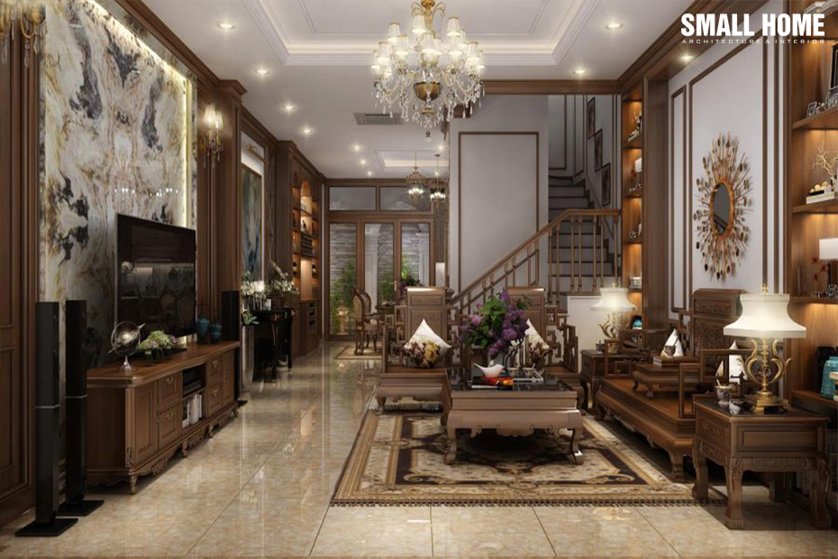 Mẫu trần thạch cao đẹp cho biệt thự 2 tầng mái thái