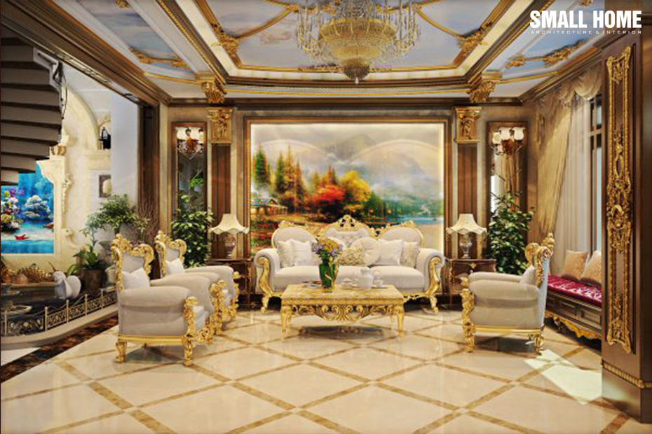 Mẫu trần thạch cao đẹp cho biệt thự cổ điển-2