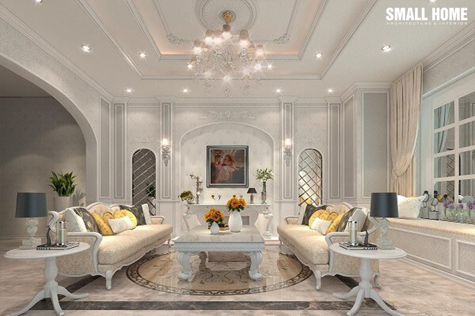 Mẫu trần thạch cao đẹp cho biệt thự Tân cổ điển