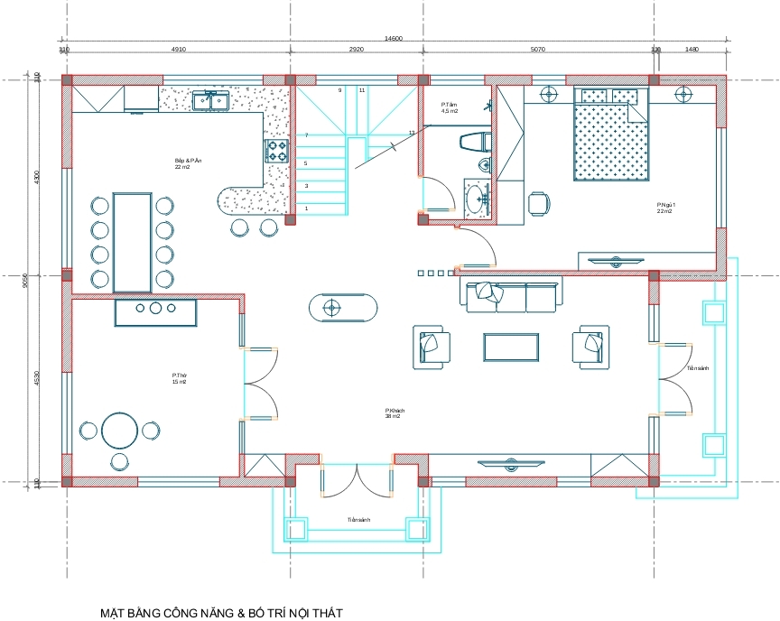 bản vẽ công năng biệt thự tân cổ điển tại hưng yên