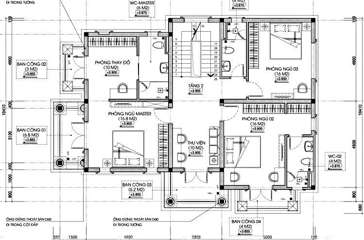 bản vẽ mặt bằng biệt thự tân cổ điển 2