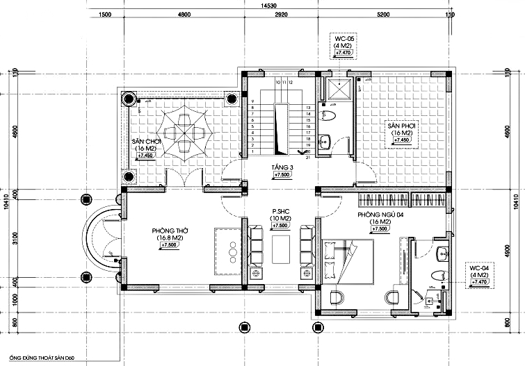 bản vẽ mặt bằng biệt thự tân cổ điển 3