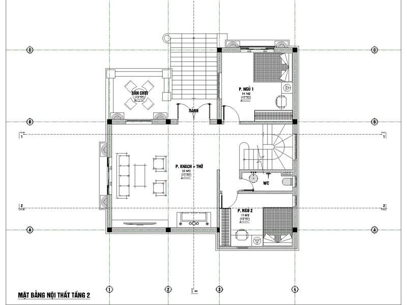 bản vẽ mặt bằng biệt thự tân cổ điển tại thái bình 2