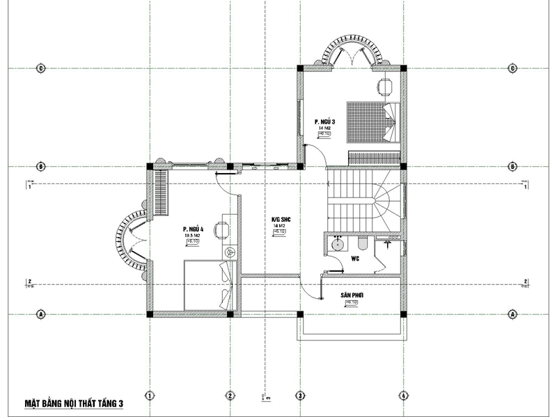 bản vẽ mặt bằng biệt thự tân cổ điển tại thái bình 3