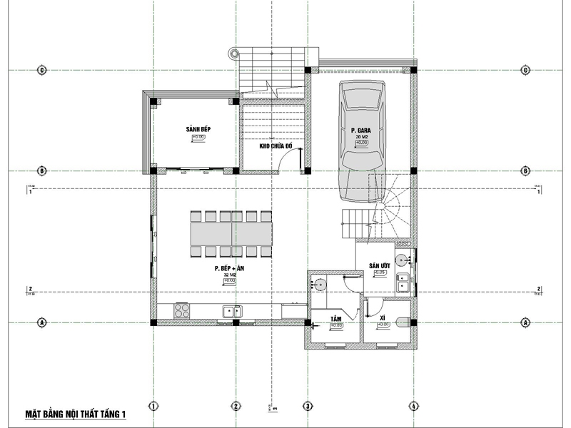 bản vẽ mặt bằng biệt thự tân cổ điển tại thái bình