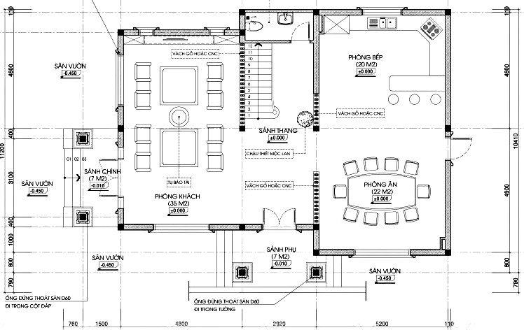 bản vẽ mặt bằng biệt thự tân cổ điển