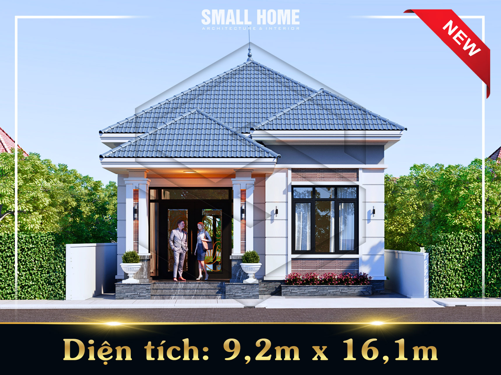 Biệt thự vườn 1 tầng mái Nhật 4 phòng ngủ 9,2x16,1m – Không gian sống lý tưởng cho đại gia đình