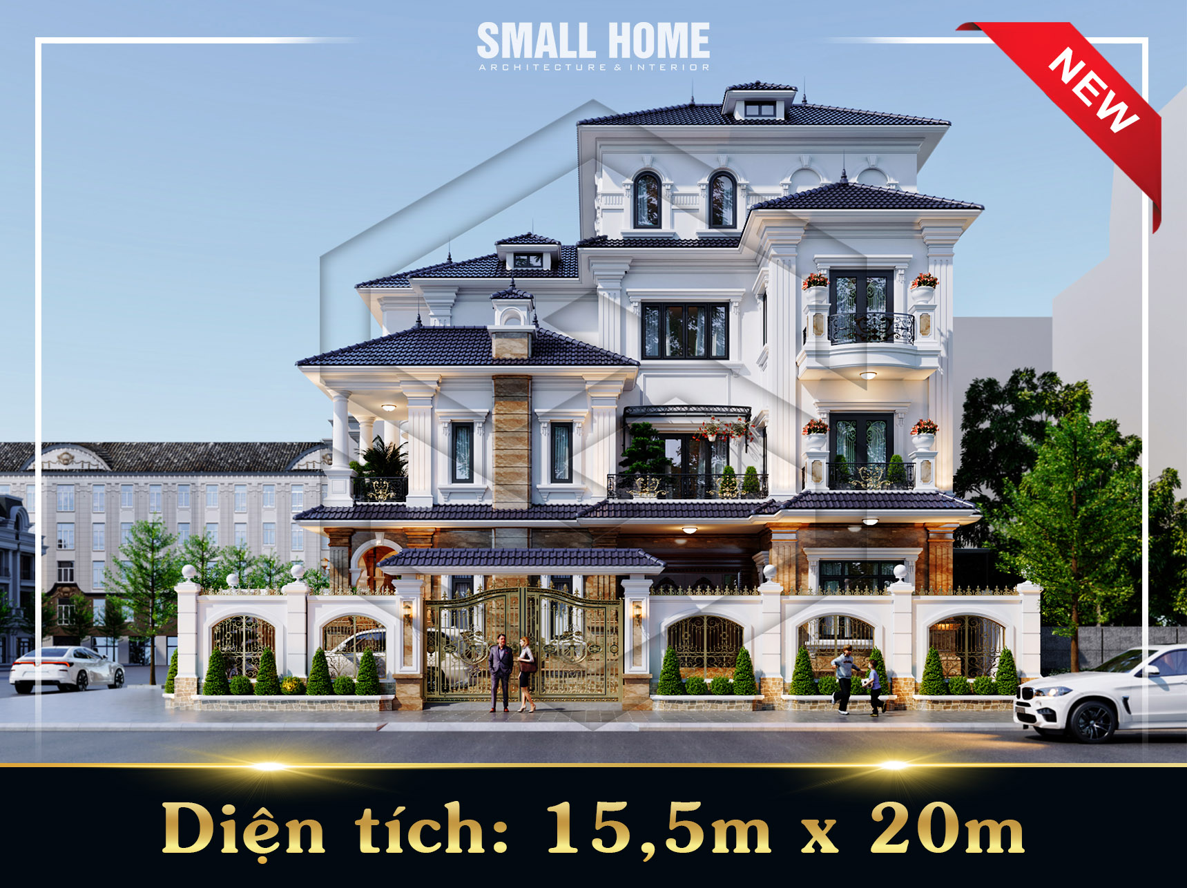 Chiêm ngưỡng vẻ đẹp sang trọng của biệt thự mái Nhật 3 tầng 1 tum phong cách Tân cổ điển
