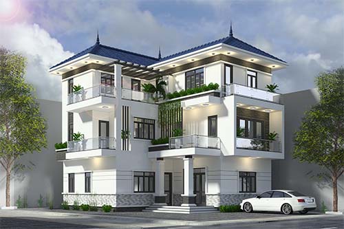 Mẫu thiết kế biệt thự hiện đại mái thái tại Nam Định | Mẫu biệt thự hiện đại