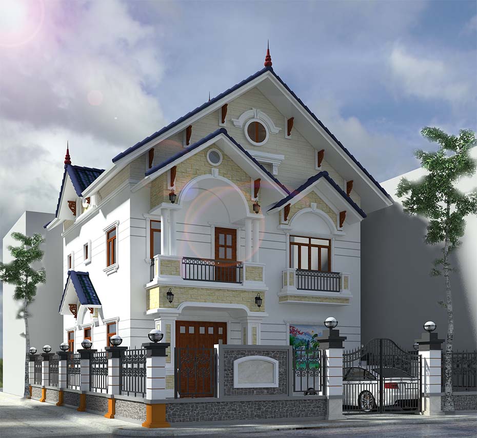 Mẫu biệt thự 3 tầng mái thái đẹp tại Tuyên Quang