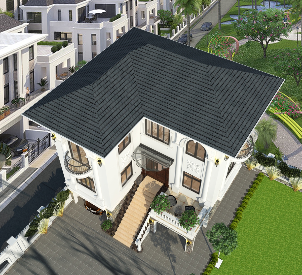 mẫu biệt thự 3 tầng tân cổ điển tại Thái Bình 2