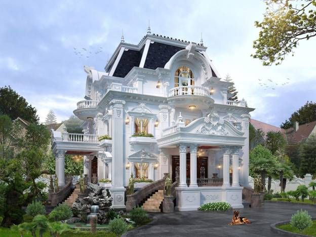Mẫu biệt thự kiểu lâu đài mini Pháp cổ 3 tầng đẹp