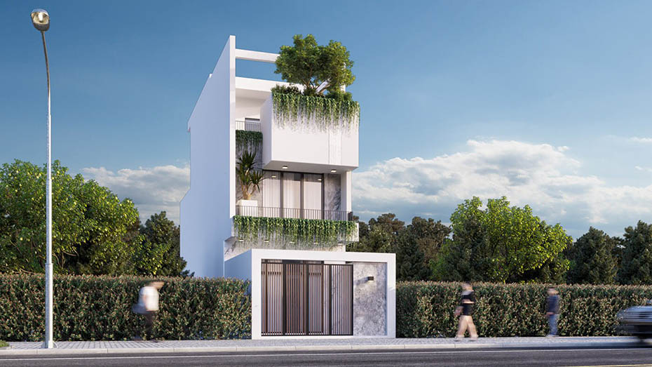 Mẫu nhà 3 tầng 4 phòng ngủ chuẩn phong thủy