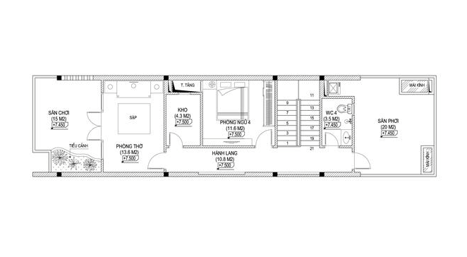 Mẫu nhà phố 3 tầng mặt tiền 5m cực kỳ tiện nghi cho gia đình trẻ 4